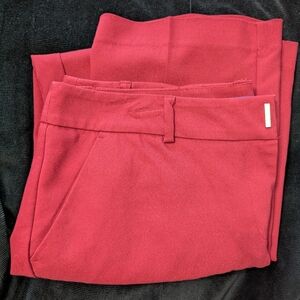 midrise/straight leg dress pant - red